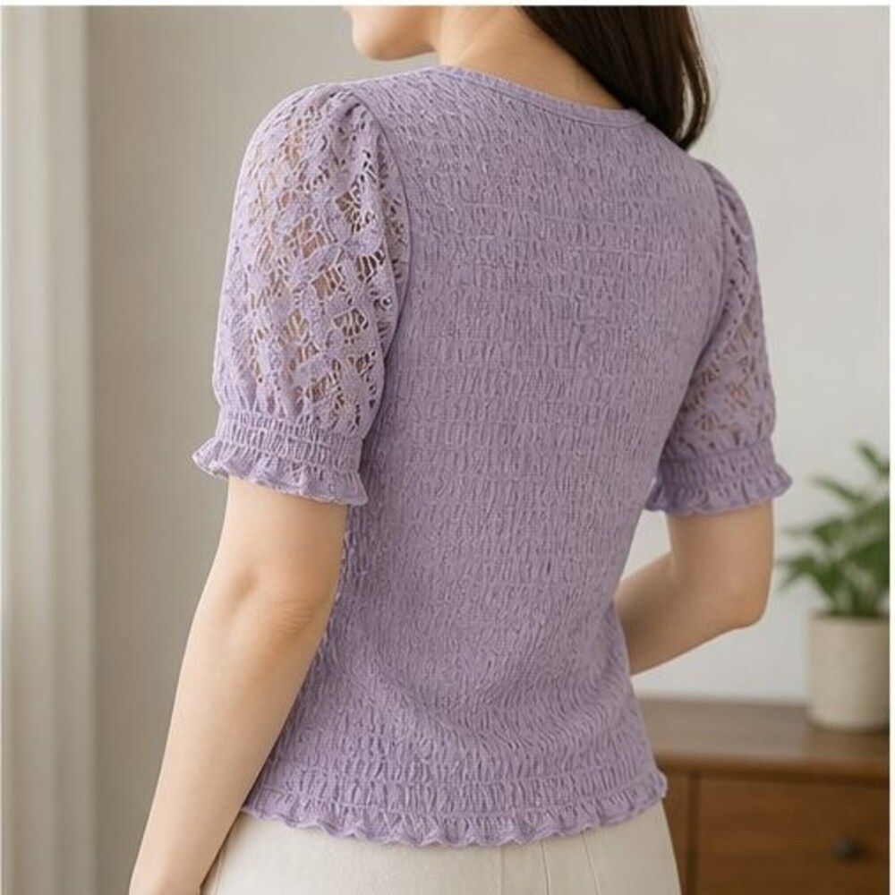 Lilac Ruffle Blouse - Picture 3 of 6